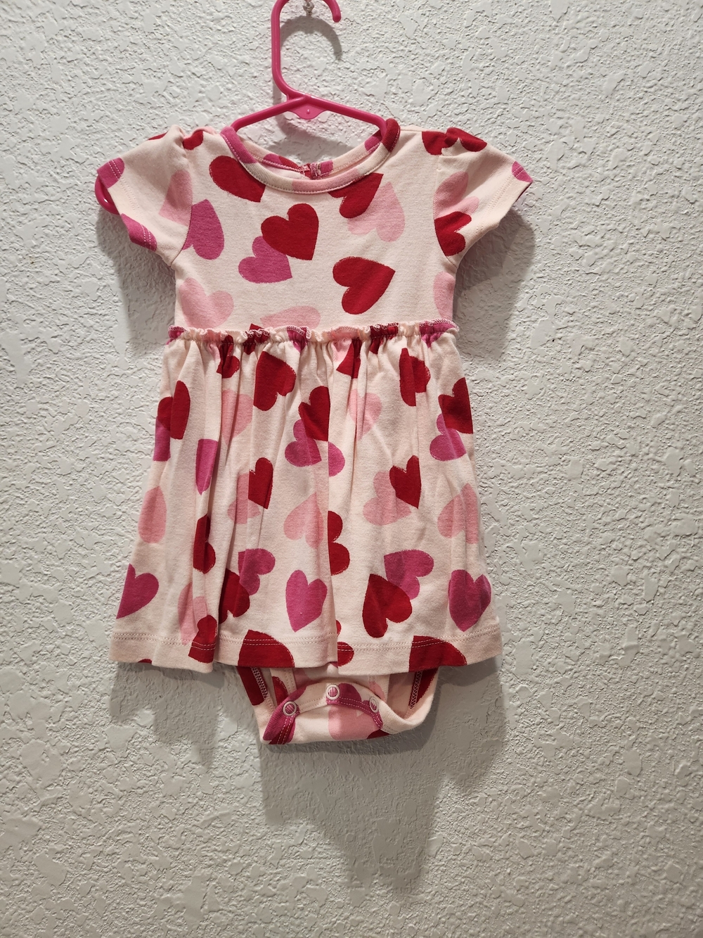 Carter's Pink and Red Heart-Print Baby Dress